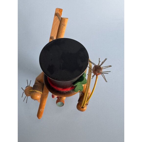 Steinbach Vintage German Smoker Chimney Sweep Wooden Figurine With Ladder & Spid - Picture 8 of 11